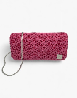 Różowa torebka szydełkowa z metalizowaną nicią handmade – elegancka torebka ręcznie robiona