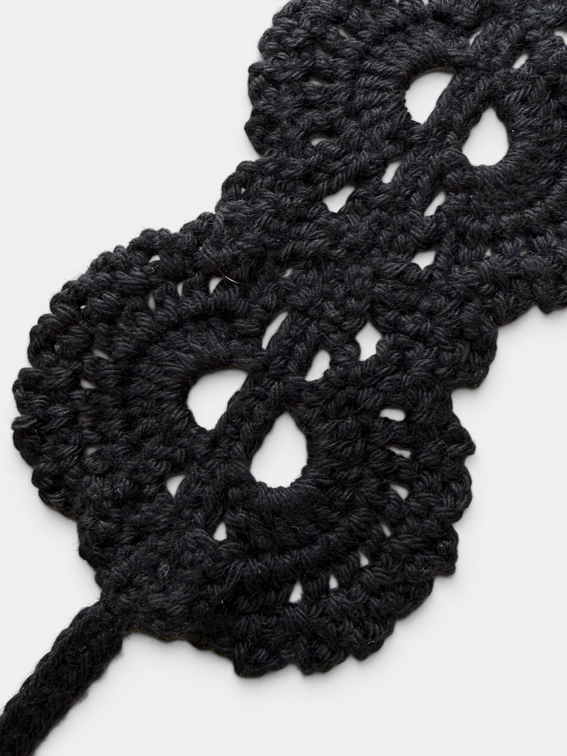 bawełniana opaska koronkowa czarna handmade Frozen Keys