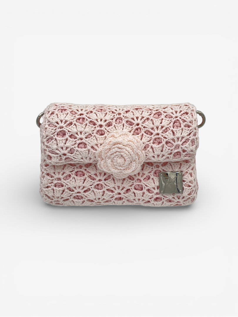 ręcznie robiona torebka mini z różą jasnoróżowa Frozen Keys