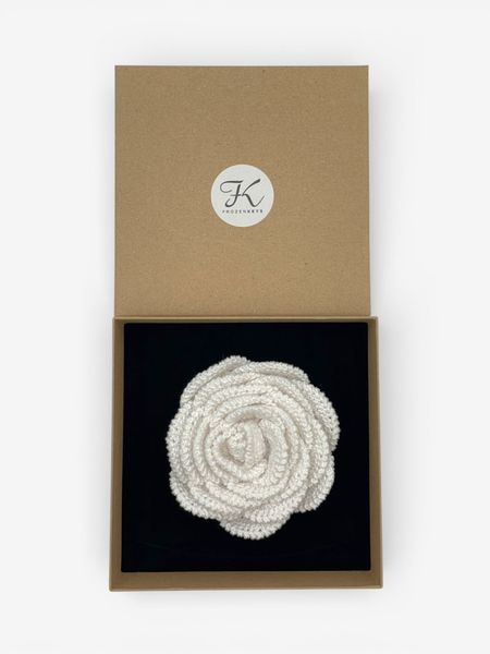 Broszka Róża Duża - Biała