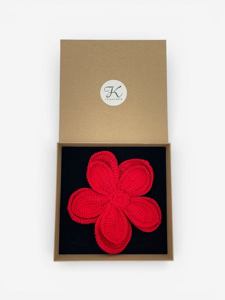 Broszka Kwiat Duży - Czerwona