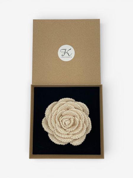 Broszka Róża Duża - Ecru