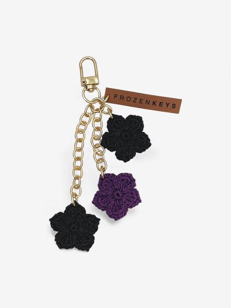 Brelok Trzy Kwiatki - Fiolet i Czerń