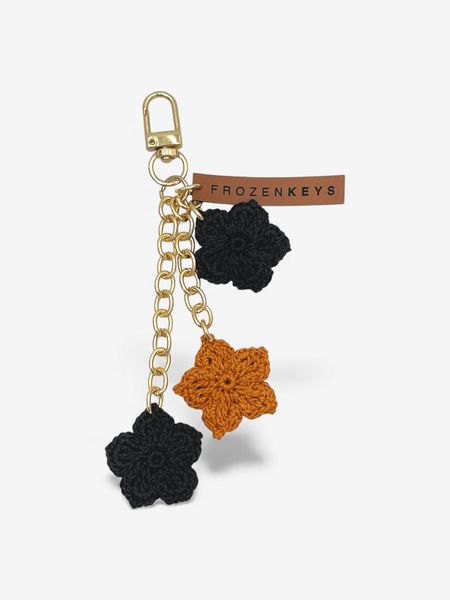 Brelok Trzy Kwiatki - Musztarda i Czerń