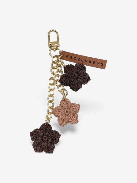 Brelok Trzy Kwiatki - Czekolada i Beż