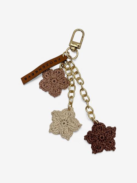 Brelok Trzy Kwiatki - Beże i Czekolada