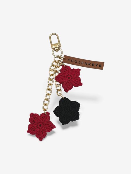 Brelok Trzy Kwiatki - Czerwień i Czerń