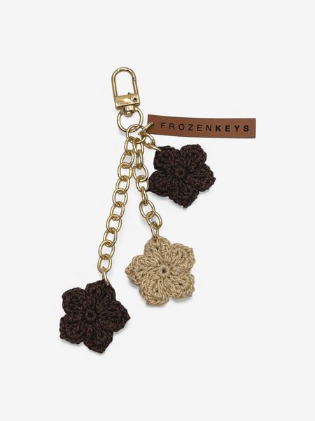 Brelok Trzy Kwiatki - Ecru i Czekolada