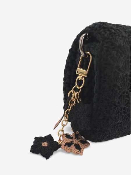 Brelok Trzy Kwiatki - Beż i Czerń