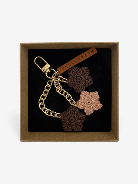 Brelok Trzy Kwiatki - Czekolada i Beż