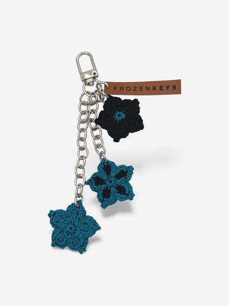 Brelok Trzy Kwiatki - Turkus i Czerń