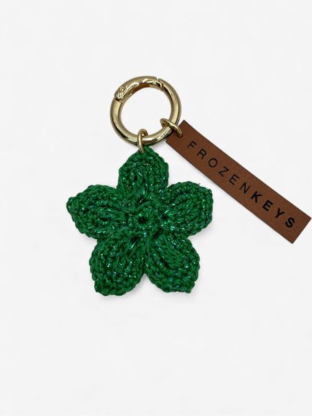 Brelok Kwiat Zielony z Błyszczącą Nitką