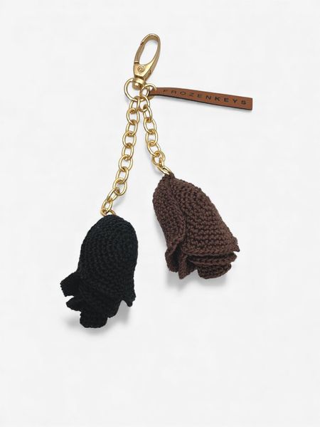 Brelok Dwie Róże - Czekolada i Czerń