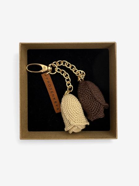 Brelok Dwie Róże - Ecru i Czekolada