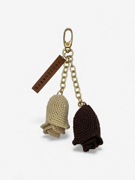 Brelok Dwie Róże - Ecru i Czekolada