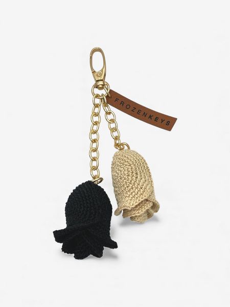 Brelok Dwie Róże - Ecru i Czerń