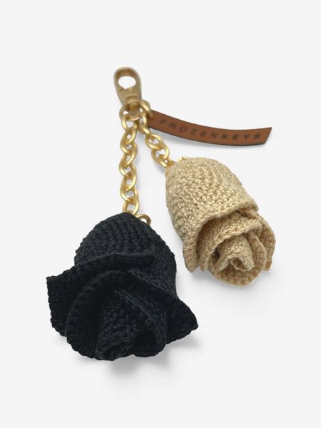 Brelok Dwie Róże - Ecru i Czerń
