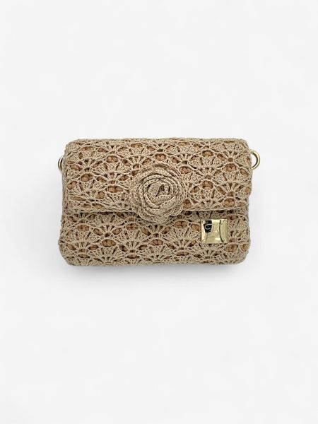 Torebka Mini z Różą Beżowa
