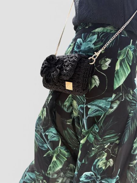 Torebka Mini z Kwiatem - Czarna