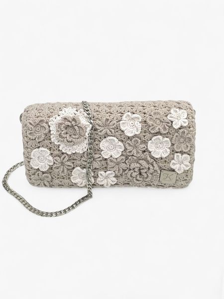 Torebka Flowers - Szaro-Beżowa - NA ZAMÓWIENIE