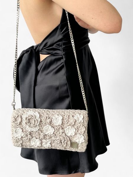 Torebka Flowers - Szaro-Beżowa - NA ZAMÓWIENIE