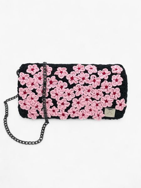 Torebka Flowers Czarno-Różowa