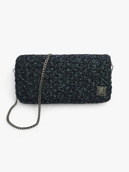 Torebka Special Czarna z Metalizowaną Nicią Niebieską