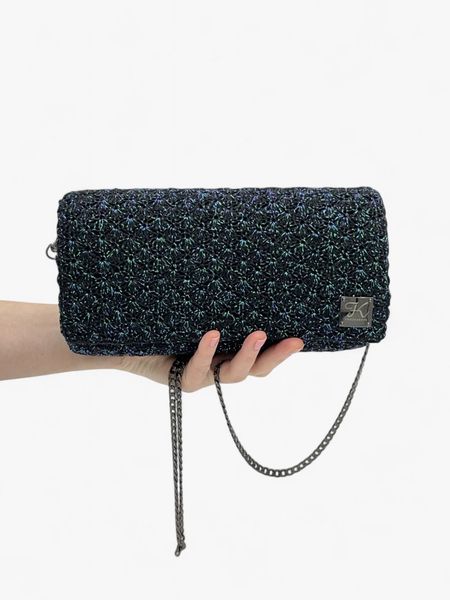 Torebka Special Czarna z Metalizowaną Nicią Niebieską