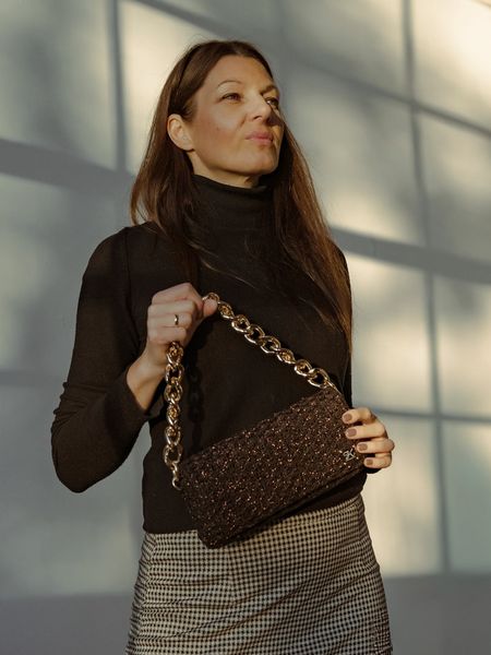 Torebka Special Czarna z Metalizowaną Nicią Miedzianą